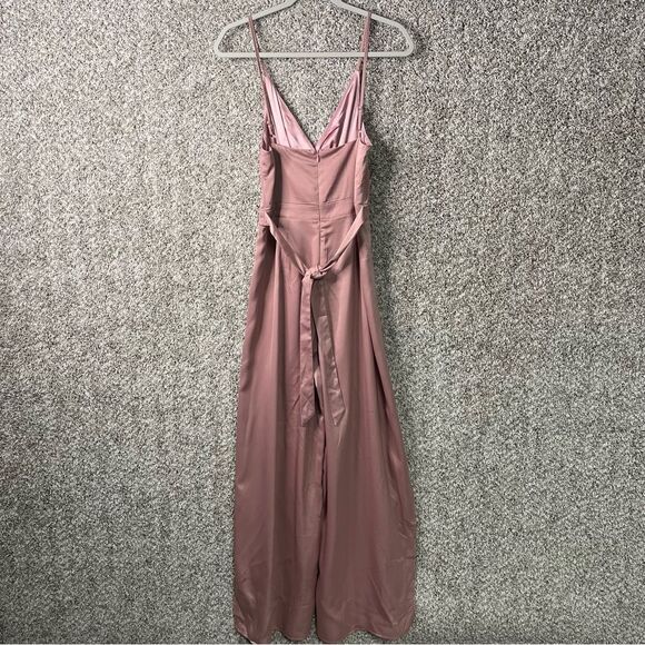 Lulus Jumpsuit Women’s Small Classy Night Out Maeve Satin Slit Leg NWT - Picture 11 of 15